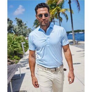 Collars and Co Medium NWT Semi-Spread Collar Polo Vantage Sky Blue Mens Golf